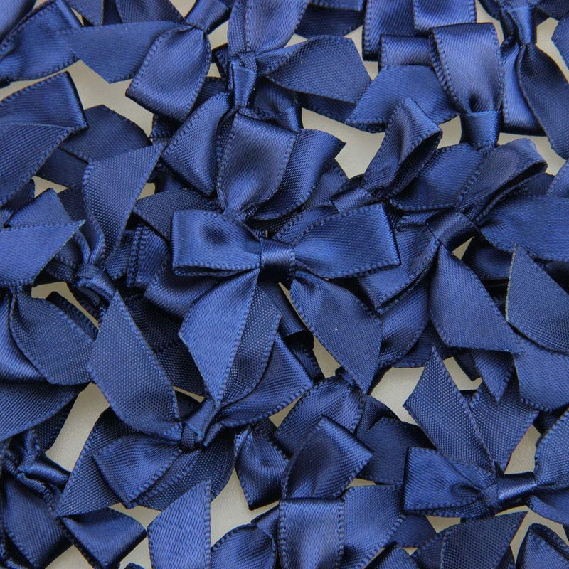 7Rainbows 50pcs Boutique 1.5" Navy Blue Satin Ribbon Mini Bows for Craft Sewing Scrapbooking Wedding and Gift Wrapping - Image 3